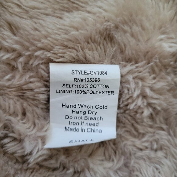 C’EST TOI Women’s S Hooded Khaki/Sherpa Lined Vest, Full Front Zip & Snap Close - Picture 7 of 9